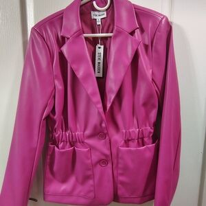Steve Madden Vibrant Magenta Faux Leather Blazer